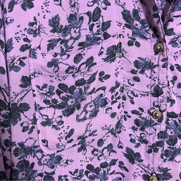 Pilcro Anthropologie Blouse Top Shirt Floral Romy Relaxed Button Oversized Linen - Picture 6 of 14